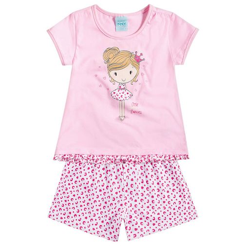 Conjunto Pijama Menina Adorável Pequena Princesa Rosa - Kyly 1