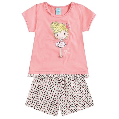 Conjunto Pijama Menina Adorável Pequena Princesa Salmão - Kyly 2