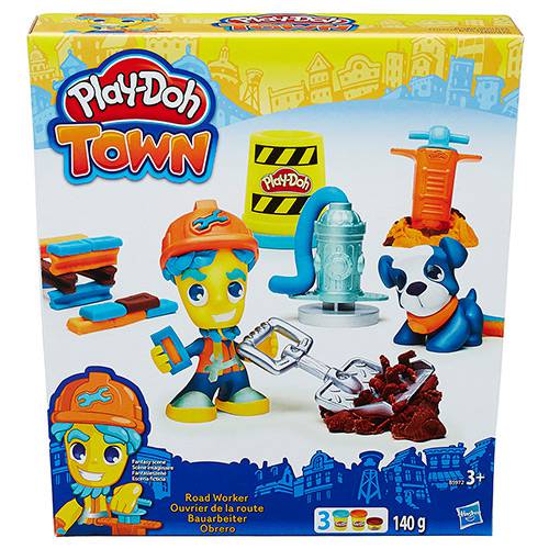 Conjunto Play-Doh Town Figura e Animal Road Worker e Pet - Hasbro