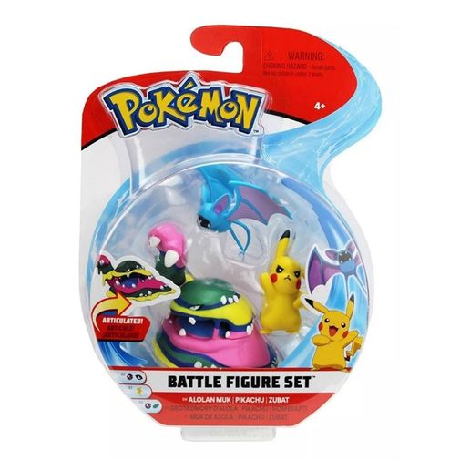 Conjunto Pokémon - Alolan Muk, Pikachu e Rockruff - DTC