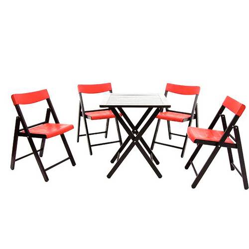 Conjunto Potenza 1 Mesa e 4 Cadeiras Tramontina - 10630028 - Tabaco com Vermelho