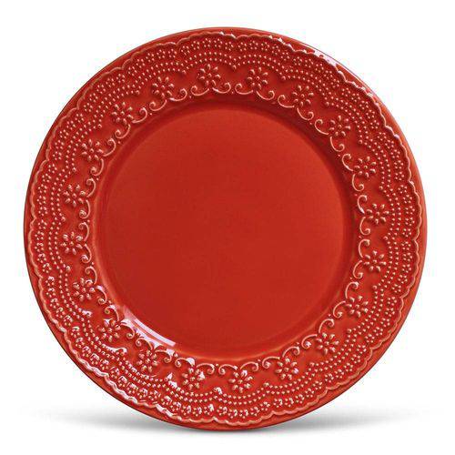 Conjunto Pratos Rasos Madeleine Vermelho - 6 Peças - em Cerâmica - La Tavola - Porto Brasil - 26x