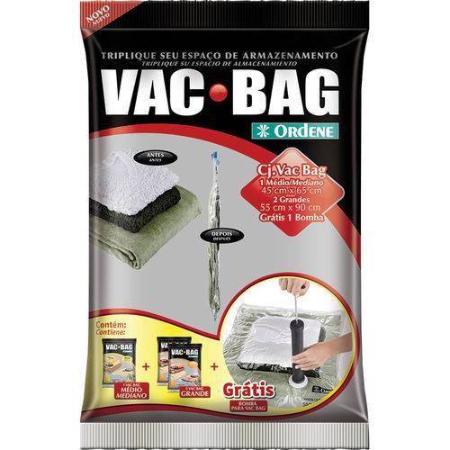 Conjunto Saco para Armazenagem a Vacuo VAC BAG Bomba + 1 Medio + 2 Grandes Ordene OR56200