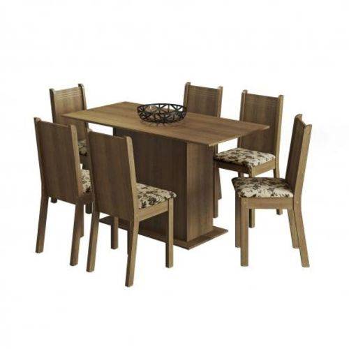 Conjunto Sala de Jantar Mesa e 6 Cadeiras Celeny Madesa Rustic/Bege/Marrom