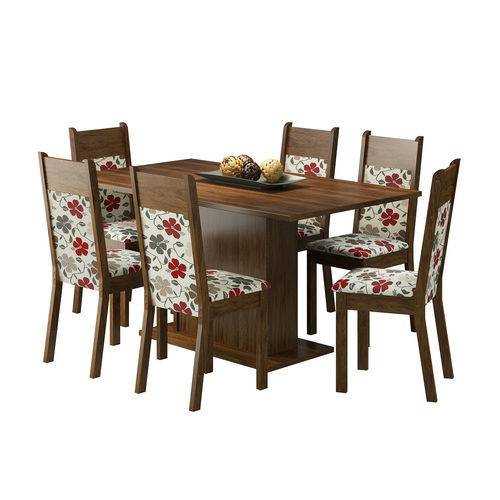 Conjunto Sala de Jantar Mesa e 6 Cadeiras Louisiana Madesa Rustic/ Hibiscos