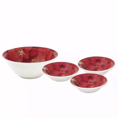 Conjunto Sobremesa Cerâmica 7 Peças Morango- Oxford Porcelanas
