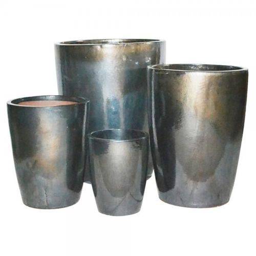 Conjunto Vasos Cerâmica Vietnamita Prata 4 Peças