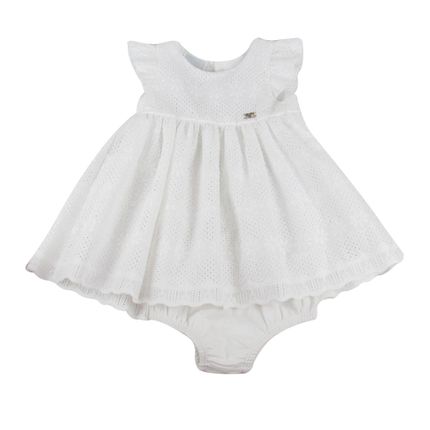 Conjunto Vestido com Calcinha Laise - Branco - Baby Fashion-GG