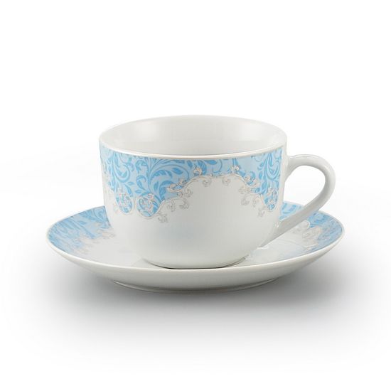 Conjunto Xícara de Chá e Píres de Porcelana 220ml Benidorm