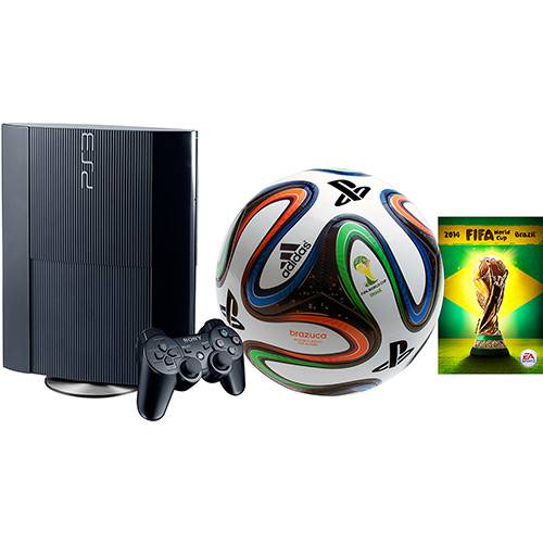 Console PlayStation 3 250GB + Game Copa do Mundo da Fifa Brasil 2014 + 1 Controle Dualschock 3 Sem Fio