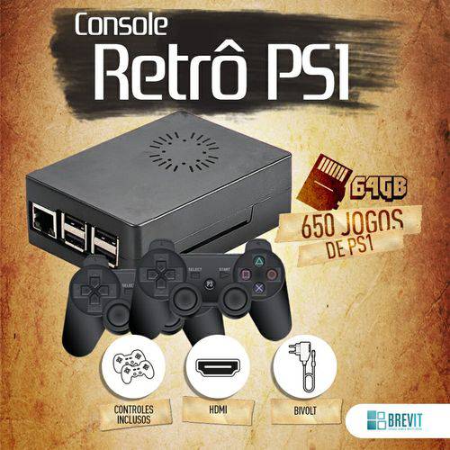 Console Retro Brevit - Recalbox PS1 Edition 64gb com Cooler
