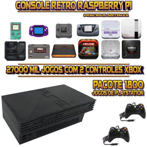 Console Retrô Mini PS2 RetroPie (1.800 Jogos para PS1) 27.000 Jogos + 2 Controles XBOX