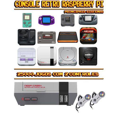 Console Retrô Nespi RetroPie 25.000 Jogos + 2 Controles SNES