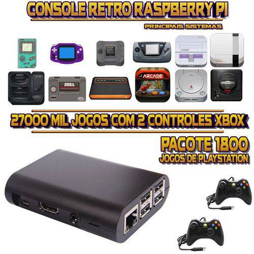 Console Retrô RetroPie 27.000 Jogos (1.800 Jogos para PS1) + 2 Controles XBOX 360