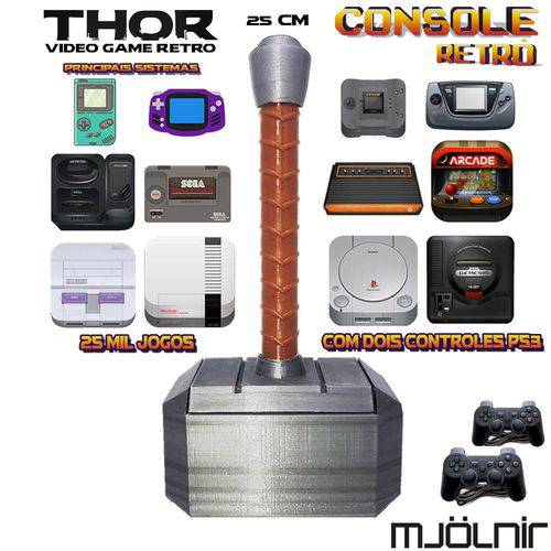 Console Retrô Thor Mjölnir RetroPie 25.000 Jogos + 2 Controles PS3