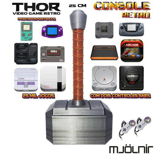 Console Retrô Thor Mjölnir RetroPie + 25.000 Jogos 2 Controles SNES