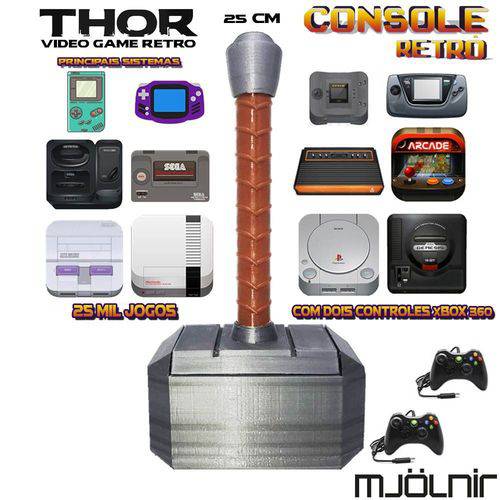 Console Retrô Thor Mjölnir RetroPie + 25.000 Jogos 2 Controles XBOX 360