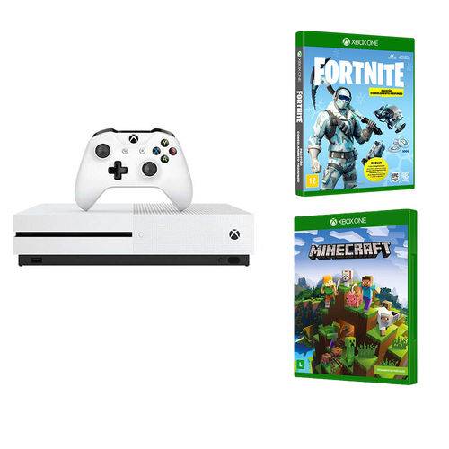 Console Xbox One S 1tb Branco + Fortnite: Pacotão de Congelamento Profundo + Minecraft