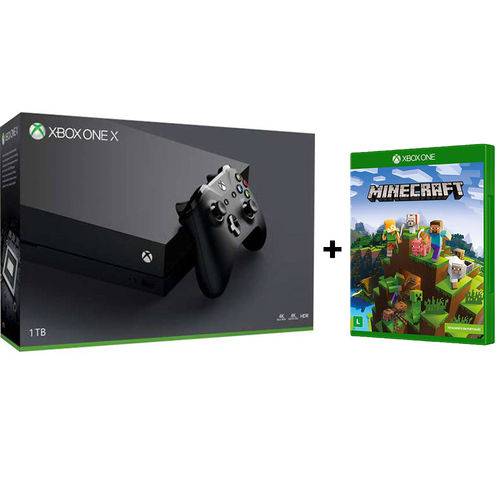 Console Xbox One X 1tb 4k+ Controle Sem Fio + Minecraft