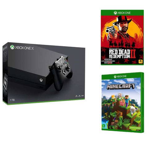 Console Xbox One X 1tb 4k+ Red Dead Redeption 2 + Minecraft