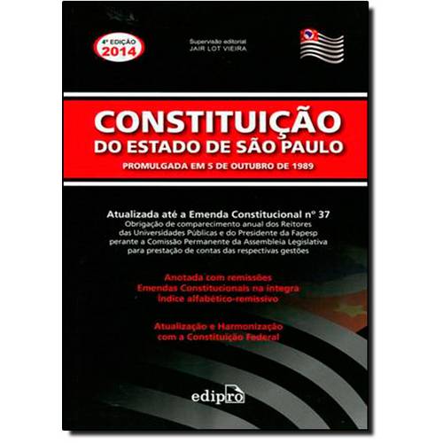 Constituição do Estado de São Paulo: Promulgada em 5 de Outubro de 1989