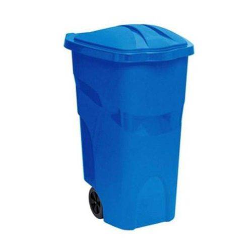Container de Lixo Plastico Lixeira Gigante Extra Grande com Rodas 120 Litros para Coleta Seletiva Az