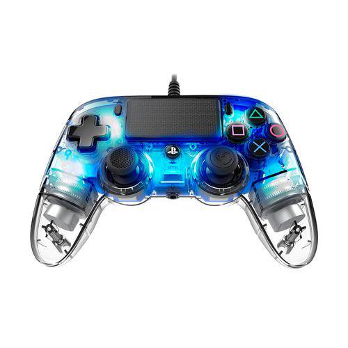 Controle com Fio Compacto Ps4 Nacon Transparente Led Azul Playstation 4 - Nacon