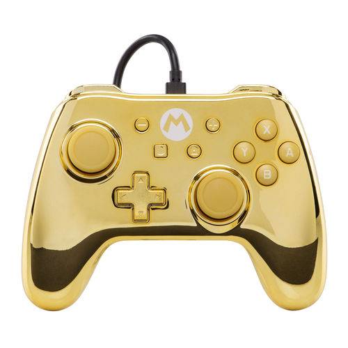 Controle com Fio para Nintendo Switch Edição Especial Cromada Mario Dourado - Power a