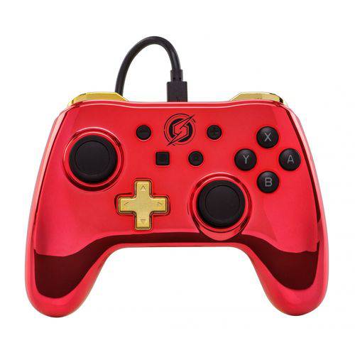 Controle com Fio para Nintendo Switch Edição Especial Cromada Metroid Vermelho/dourado - Power a