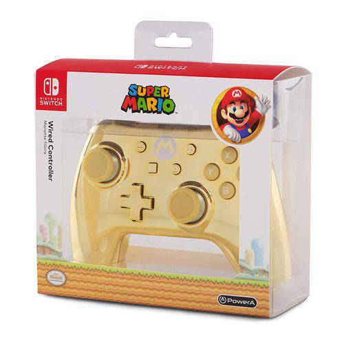 Controle com Fio para Nintendo Switch Edição Especial Mario Gold - Power a