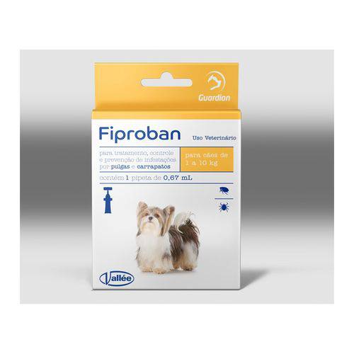 Controle e Prevenção Contra Pulgas e Carrapatos em Cães de 1 a 10kg - Fiproban