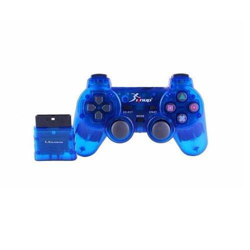 Controle Joystick Sem Fio para Playstation 2 Azul Knup