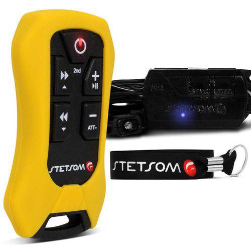 Controle Longa Distância Stetsom SX4 Control Alcance 200 Metros Amarelo Indicador Bateria Som DVD