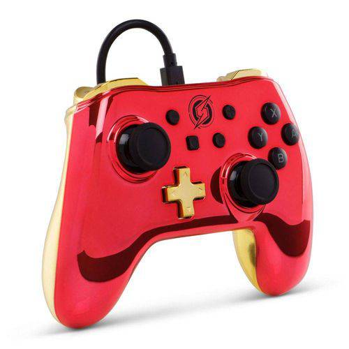 Controle P/ Nintendo Switch com Fio Edição Especial Metroid Samus Vermelho Gold
