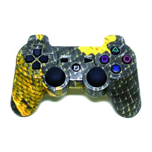 Controle para Playstation 3 Sem Fio Ps3 Escama Preto e Amarelo