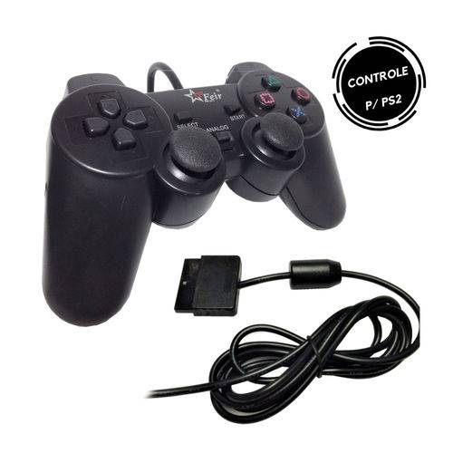 Controle para PS2 Playstation 2 Joystick Dualshock Analógico com Fio - Feir FR-211