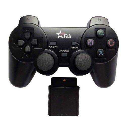 Controle Ps2 Sem Fio Feir FR-204 Wireless Playstation 2 Preto