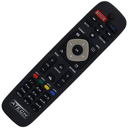 Controle Remoto Tv Led Philips Urmt41jhg006 / 50pfl5901 / 55pfl5601 / 55pfl6900 com Netflix / Vudu / Youtube