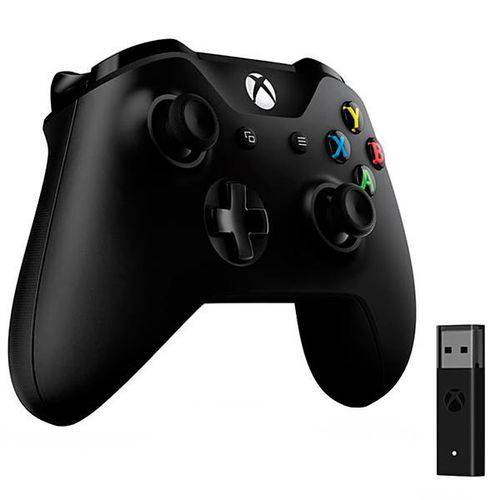 Controle Sem Fio Microsoft 1708 para Xbox One + Adaptador Wireless - Preto