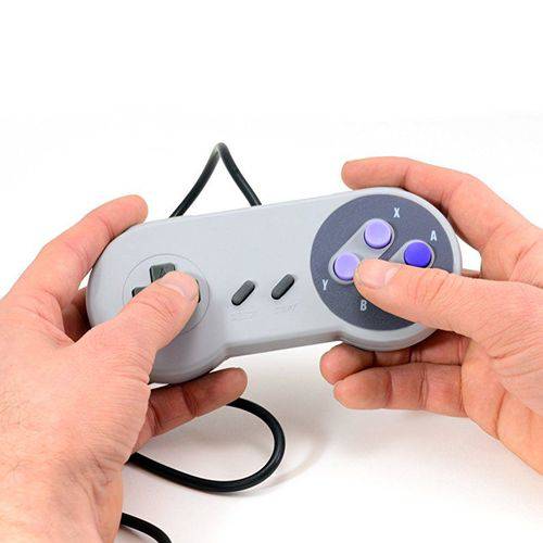 Controle Usb Super Nintendo - Azul e Cinza