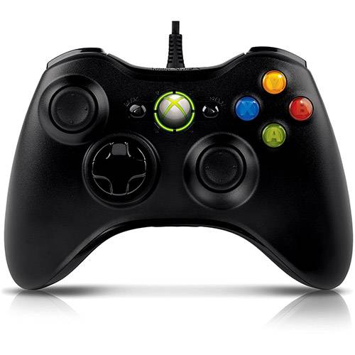 Controle Xbox 360 com Fio Preto Oficial Microsoft