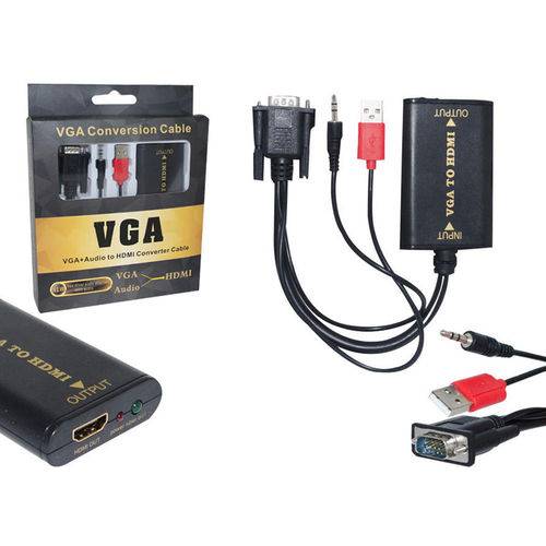 Conversor Vga para Hdmi com Audio e USB Vga Generico