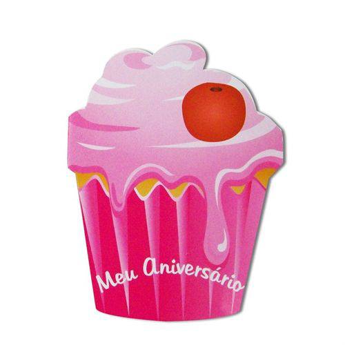 Convite Cupcake Meu Aniversário Rosa 08 Unidades Duster