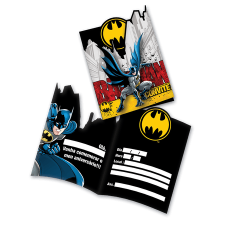 Convite de Aniversário Batman - 08 Unidades