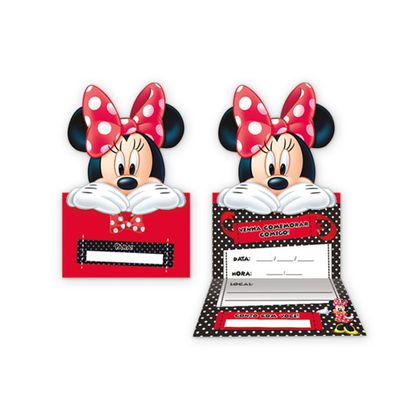 Convite Minnie Mouse 10x15cm 8un Disney Regina