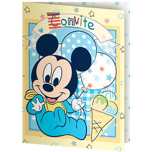 Convite Pequeno Baby Mickey e Amigos Mickey - 8 Unidades - Regina Festas