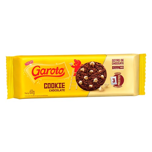 Cookie Garoto Sabor Chocolate com Gotas de Chocolate Branco 60g