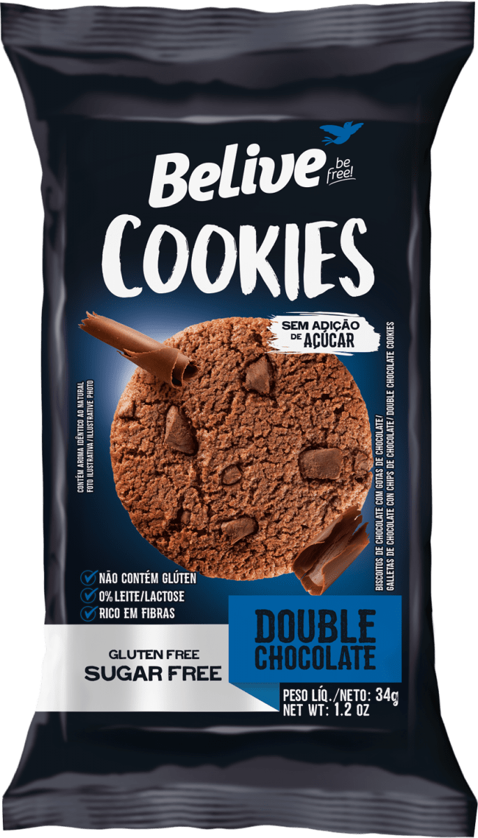 Cookie Sem Glutén Double Chocolate 34g - Belive
