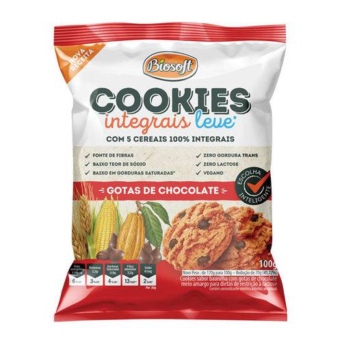 Cookies Gotas de Chocolate Integral Leve Biosoft 100g