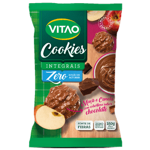 Cookies Integrais Diet de Maçã e Canela com Cobertura de Chocolate Escuro 150g